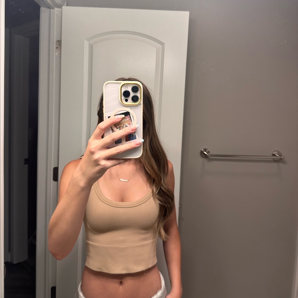 Nikibiki Brown Ribbed Crop Tank Top